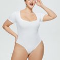 thumbnail image 2 of Eternatastic Women's Short Sleeve Tummy Control Bodysuits Sexy One Piece Square Neck Bodysuits, 2 of 4