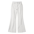 thumbnail image 5 of TEAJOPSUU Women's Bootcut Pants Cotton Blend High Waisted Double Button Fly Flare Trousers with Pockets Casual Fall Daily Pants White, 5 of 6