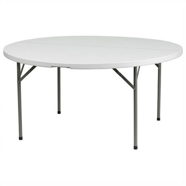 Round Granite Folding Table In White, 60 Inch Round Table Number Of Seats