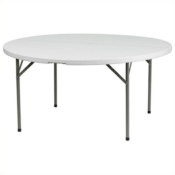 Bowery Hill 60 Inch Round Granite Folding Table In White Com Round Granite Folding Table In White, 60 Inch Round Table Number Of Seats