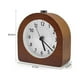 thumbnail image 2 of (Marrón) Reloj despertador con pilas, función de repetición, reloj despertador analógico luminoso de madera de viaje, silencioso sin necesidad, 2 of 5