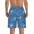 thumbnail image 3 of KLL Sharks on White Blue Striped Men's Casual Summer Beach Shorts Hawaiian Shorts with Pockets-Small, 3 of 5