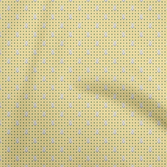 oneOone Georgette Viscose Yellow Fabric Rabbit Quilting Supplies Print Sewing Fabric By The Yard 42 Inch Wide