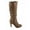 Cognac, variant on Win-45 Women's Fashion Knee High Round Toe Slouched High Heel Platform Boots