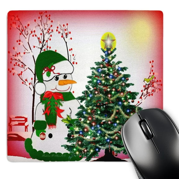3dRose, Snowman - Decorating The Tree, MousePad