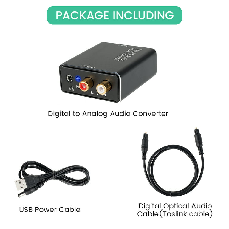 Littleduckling Digital to Analog Audio Converter Optical Coaxial SPDIF to  Analog Audio Converter R/L RCA and 3.5mm Jack AUX Stereo Audio Adapter for