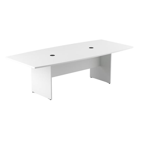 96W x 42D Conference Table with Wood Base in White - Engineered Wood