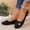 Black, variant on Women's Pointed Toe Slip-On Low Block Heel Flats, Square Rhinestone Decor Suede Casual Footwear, Dual Neutral Tone Office Daily Light Dress Shoes(Black,5.5)