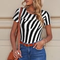 thumbnail image 6 of KLL Women 's Crew Neck Bodysuit Jumpsuits Zebra Print Short onesies Stretch T Shirts, 6 of 7