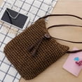 thumbnail image 3 of LinYooLi Simple Crochet Crossbody Straw Woven Shoulder Bag Women's Beach Bag Soft, 3 of 3