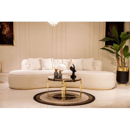 April Ivory Boucle Curved Sectional