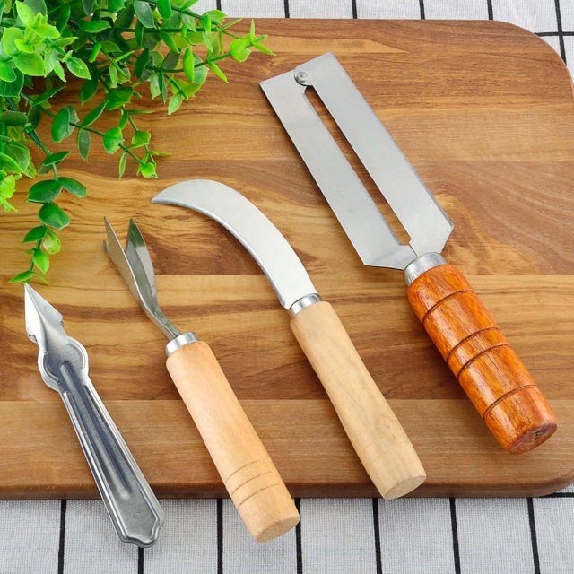 4pcs/Set Stainless Steel Pineapple Peeler, Pineapple Eye Remover Sugarcane Knife Cutter Vegetable Fruit Cutting Tools