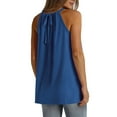 thumbnail image 6 of Female Spaghetti Strap Tank Top with Built in Bra Plus Size Tank Top for Women Workout High Neck Women Summer Hanging Neck Vest Pleated Loose Sleeveless Vest Fashion Casual Lunch Lace Up Vest Top Xxl, 6 of 8