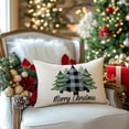 thumbnail image 4 of Merry Christmas Throw Pillow Covers 18x18 Inch Set of 4, Xmas Trees Truck Buffalo Plaid Believe Farmhouse Decorative Cushion Cases for Home Decoration G421-18, 4 of 6