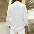 thumbnail image 4 of Lenpel Women's Satin Silk Blouses Dressy Long Sleeve Curved Hem Collared Button down Shirts Business Casual Tops(White,XX-Large), 4 of 7