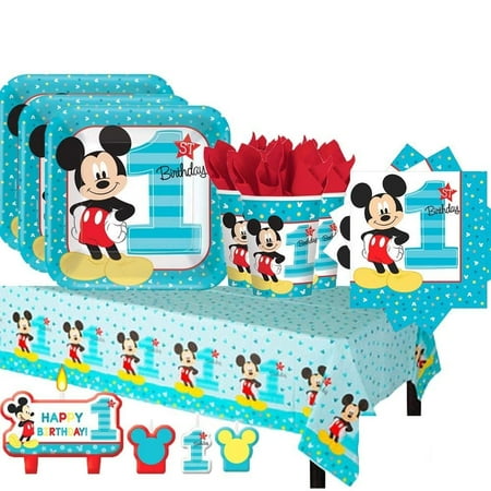 Deluxe Birthday Care Package - Mickey Mouse First Birthday Deluxe Kit for 16 Guests