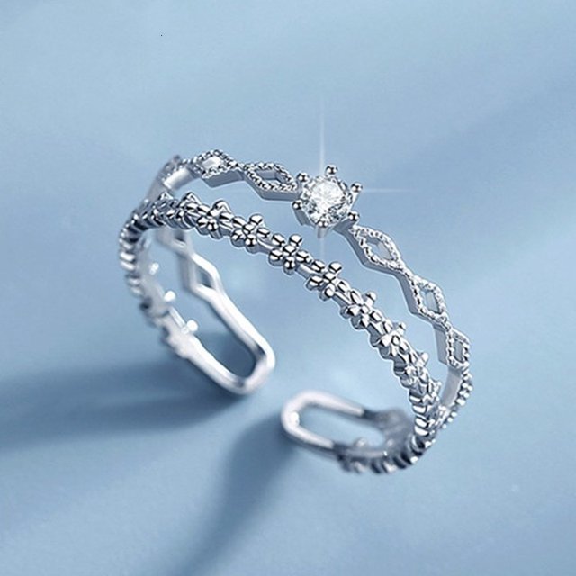 Joyería Cubic Zircon 925 Anillo relleno de plata Mujer Regalo de fiesta Sz Ajustable
