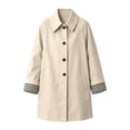 thumbnail image 7 of Levmjia Women's Casual Trench Coat Lapel Collar Long Sleeve Button Down Plaid Lined Jacket Fall Fashion Outerwear with Pockets, 7 of 7