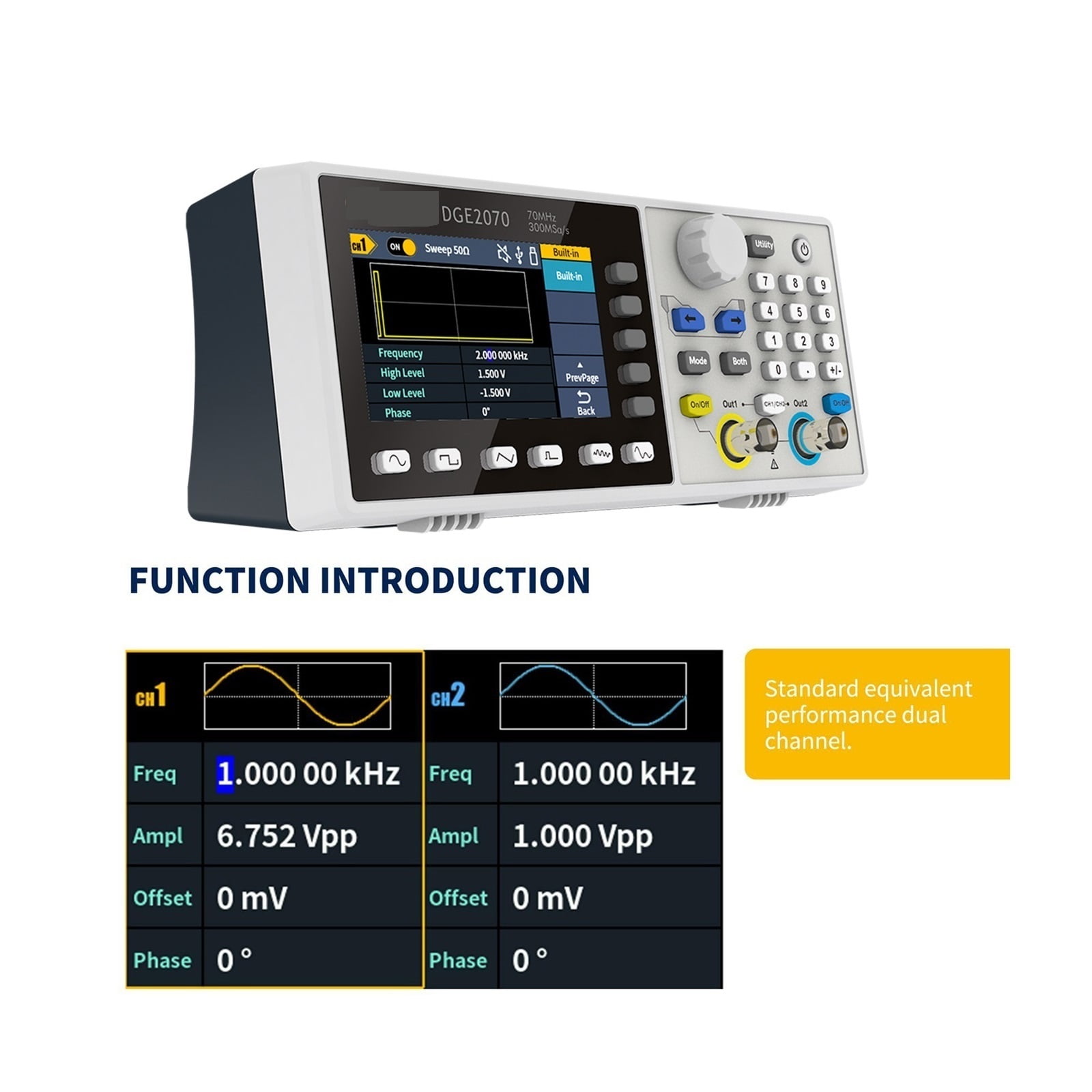 300MSa/s Arbitrary Waveform Generator 35MHz / 70Mhz Dual Channels Digital Oscilloscope ,Professional Designed