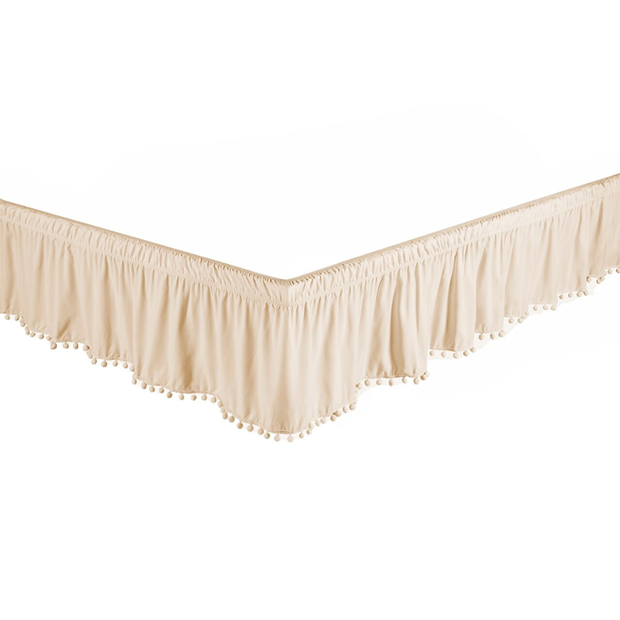 Legacy Decor Bed Skirt Dust Ruffle with Pom-Pom Fringe 100% Brushed Microfiber 