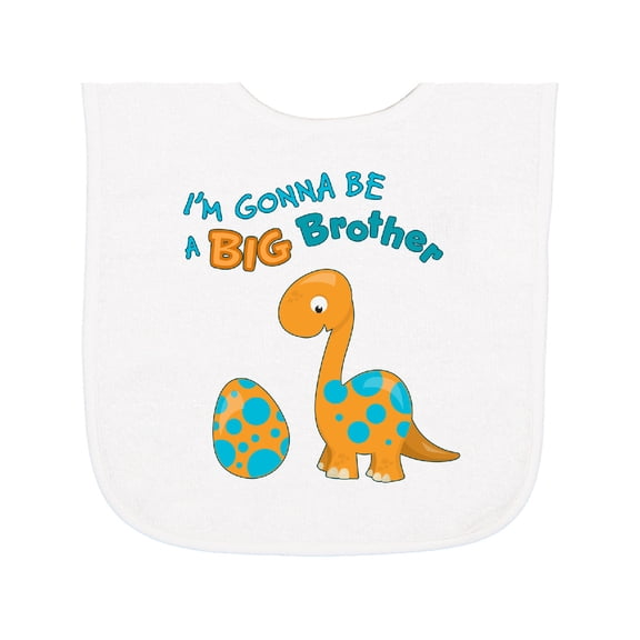Inktastic I'm Gonna Be a Big Brother Dino Baby Terry Cloth Bib