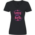 thumbnail image 3 of Inktastic Sassy Since Birth, Sassy, Sassy Girl, Arrow, Hearts Women's V-Neck T-Shirt, 3 of 5