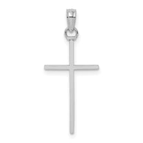 Finest Gold 10K White Gold 3-D & Polished Stick Cross Charm