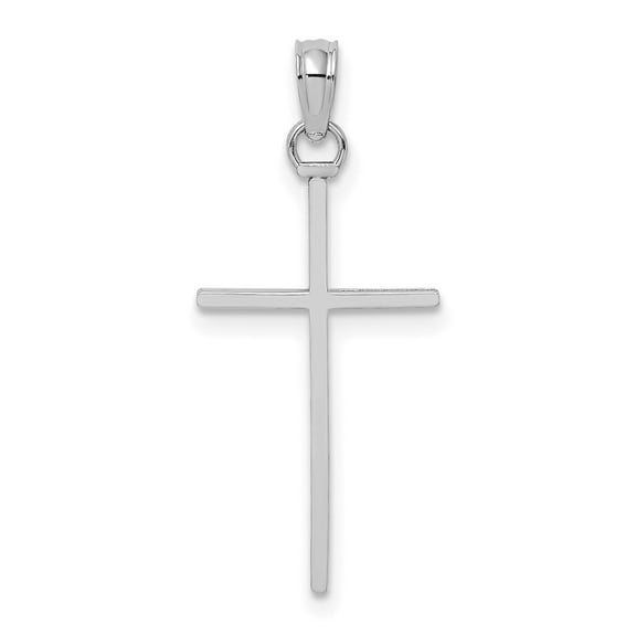 Finest Gold 10K White Gold 3-D & Polished Stick Cross Charm