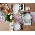 thumbnail image 3 of Table Runner Dresser Scarves 72 Inch Long, Pink and Grey Gradient Modern Geometric Linen Dining Table Runners Abstract Beach Tabletop Scarf for Wedding Holiday Party Kitchen, 3 of 7