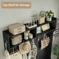 thumbnail image 5 of Furnihold 47.3" Wide Hall Tree with Bench and Shoe Storage, 4-in-1 Design Coat Rack for Entryway, Glass Door Farmhouse Wooden Style, Black, 5 of 7