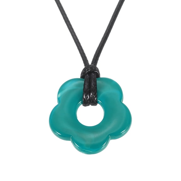Flower Charms, Acrylic Flower Pendant Necklace Adjustable Chokers String Cord Fashion Accessories for Women Jewelry Decoration, Black/Blue