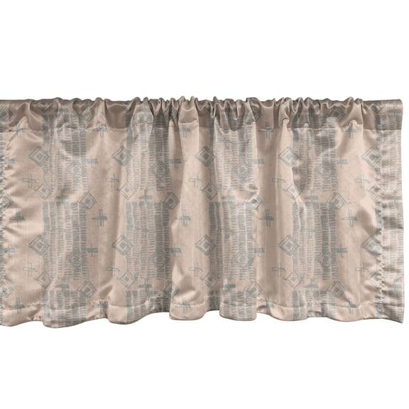Ambesonne Abstract Window Valance, Pastel Geometric Asian, 54" X 12", Blush and Pale Grey