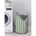 thumbnail image 3 of Retro Laundry Bag, Abstract Style Simplistic Oval Shapes Repeating on Turquoise Background, Basket with Handles Drawstring Closure for Laundromats, 13" x 19", Turquoise Brown Ivory, by Ambesonne, 3 of 4