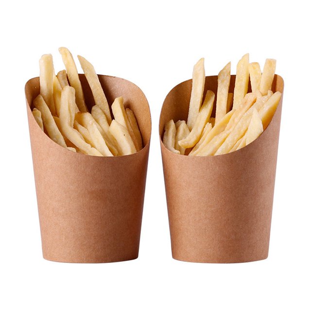 300 Pcs Gâteaux de Cuisson Jetables Œufs Houppette Frites Croustilles Collations Gobelets en Papier Kraft, 300Ml (Brun)