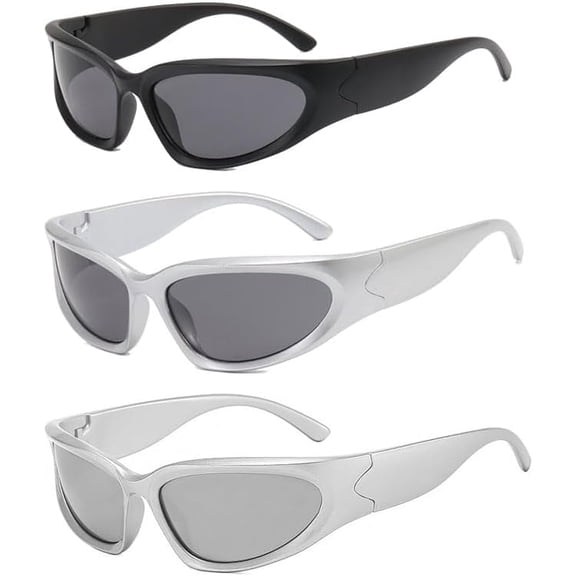 3 pack Y2K Polarized sunglasses Wrap Around Men's Women's sunglasses Fashion Sport Shades Punk Sun Glasses-USA