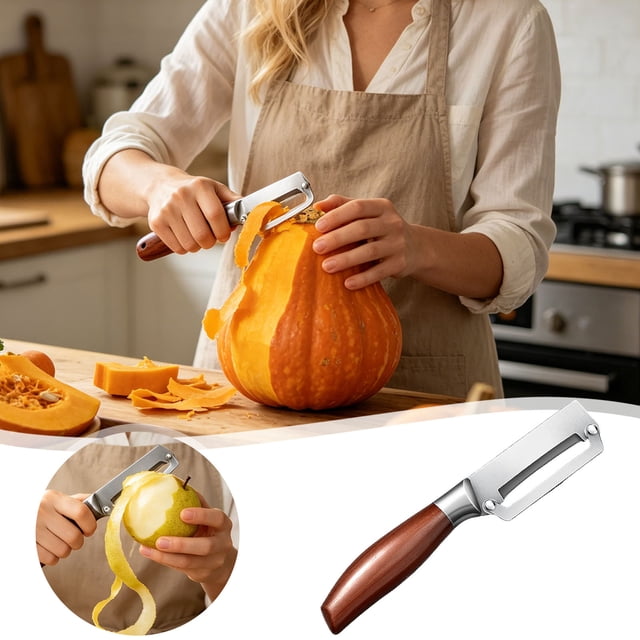 Outdor 2 In 1 Functional Vegetable Peeler For Kitchen With Wooden Handle And Stainless Steel Kitchen For Potato Fruit Pineapple Pumpkin Carrot Veggie Peele