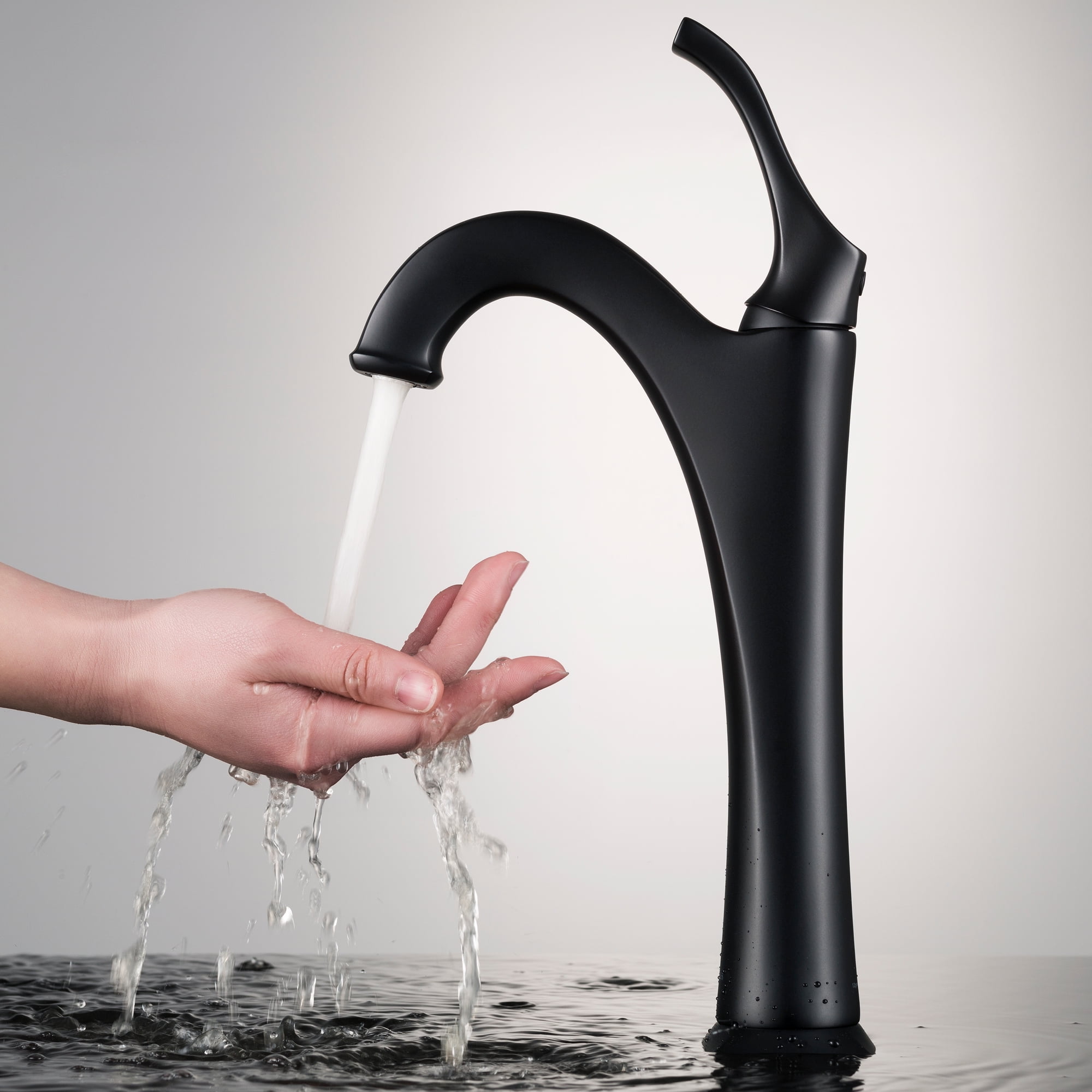 KRAUS Elavo 14-inch Round White Porcelain Ceramic Bathroom Vessel Sink and Matte Black Arlo Faucet Combo Set with Pop-Up Drain