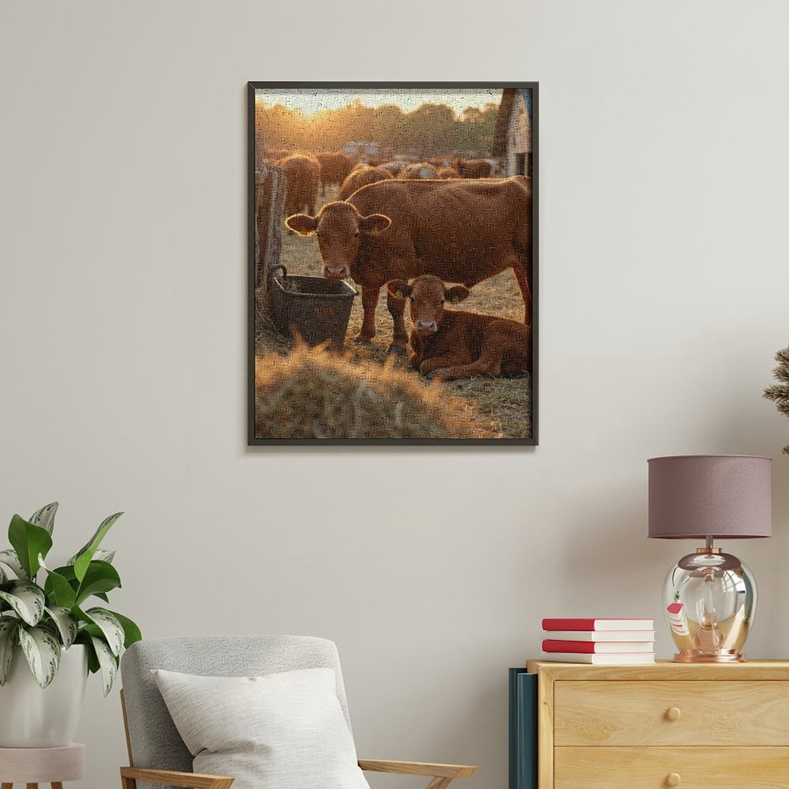 Paint by Numbers Kit for Adults, Cows Sunset Farm Scene Paint by Numbers, Easy Paint by Numbers Kit for Adults Beginner, DIY Adult Paint by Number Kits on Canvas, Home Decor
