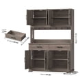thumbnail image 4 of Hiphuta 71" Tall Kitchen Pantry Storage Cabinet with RGB LED and 6 Metal Hooks, Farmhouse Coffee Bar Cabinet with Charging Station, Buffet with Hutch and Microwave Stand, Gray, 4 of 7