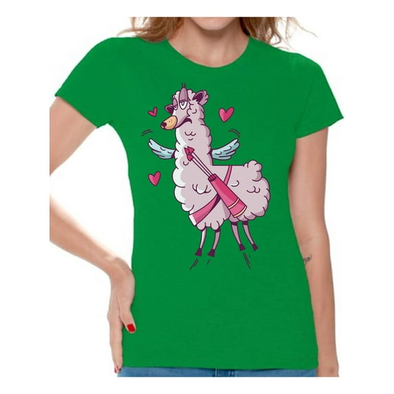 Awkward Styles Valentine's Day T-Shirt Pink Lama T Shirts for Women Valentines Tee