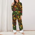 thumbnail image 2 of Pofeuu Happy Halloween Floral Print Womens Pajamas Set Long Sleeve Sleepwear Button Down Nightwear Soft Pj Lounge Sets Button Down Pajamas Women-Small, 2 of 7