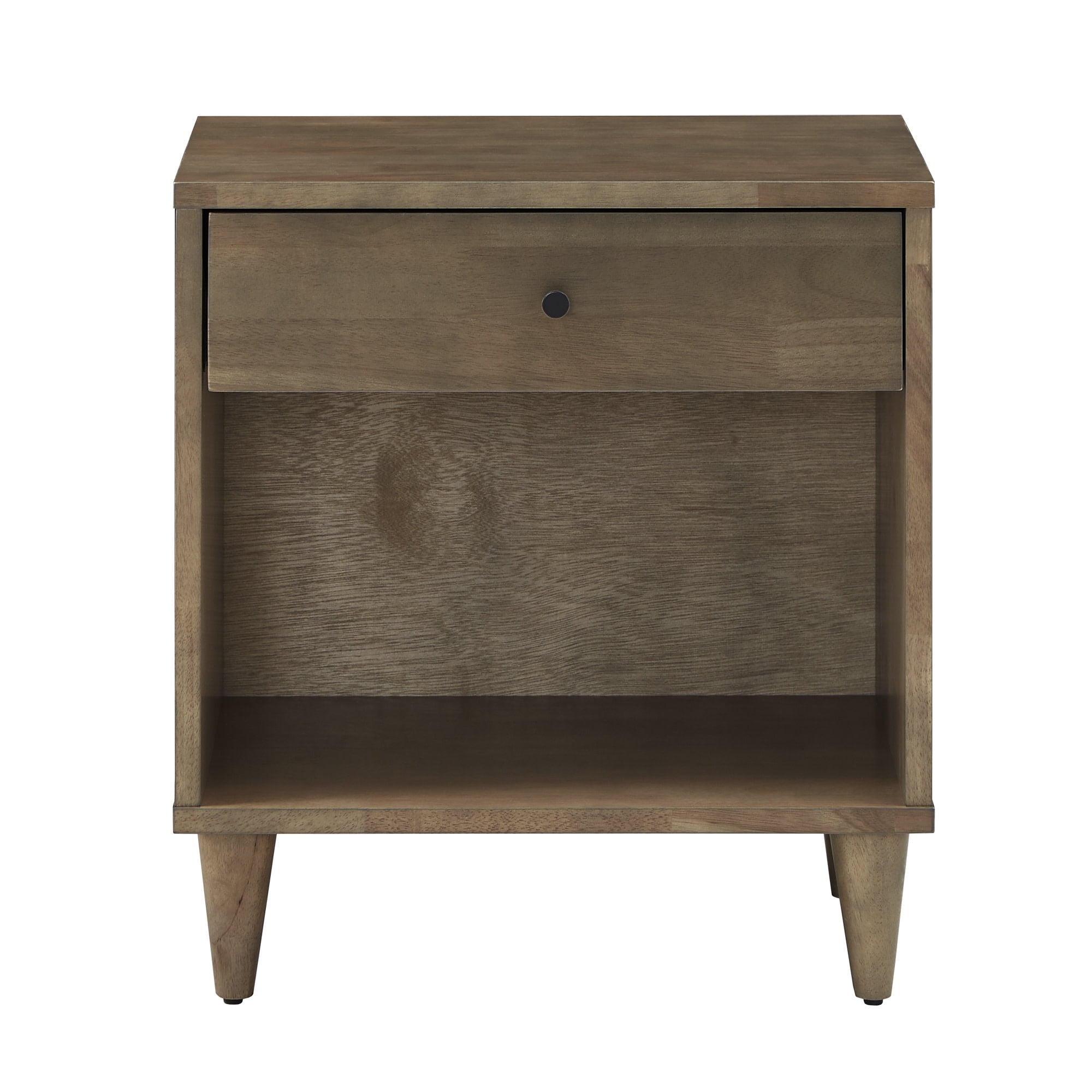 Weston Home Aleph 1-Drawer Wood Nightstand, Light Charcoal Grey Finish