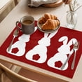 thumbnail image 3 of Easter Bunny Placemats Set of 6 Cute Rabbit Family Vintage Red Abstract Place Mats Indoor Wipeable Table Mats Washable Cloth Dining Table Placemats for Kitchen Holiday Party Home Decor 13x19 Inch, 3 of 9