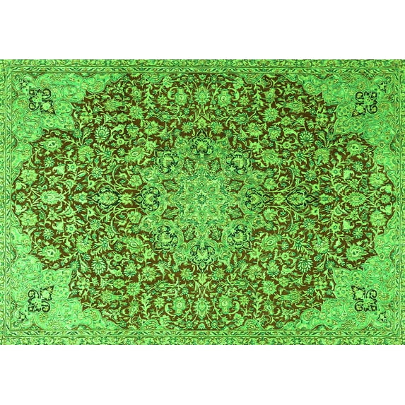 Ahgly Company Indoor Rectangle Medallion Green Traditional Area Rugs, 2' x 3'