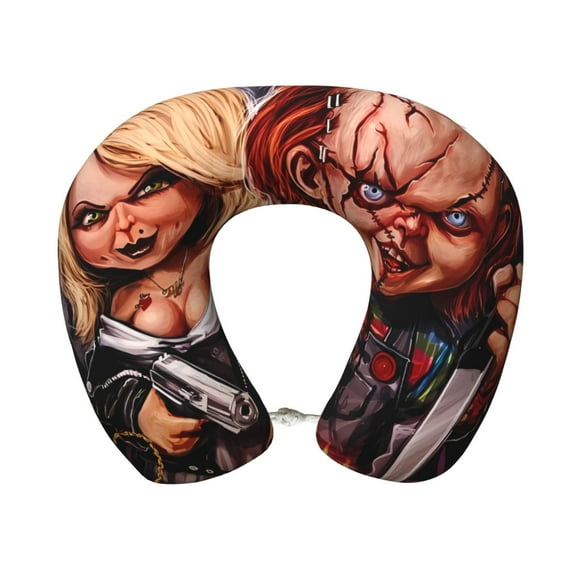Saiise Chucky Print Travel Pillow,Memory Foam U Shaped Neck Pillow,Portable Headrest Great for Airplane Chair, Car,Home,Office,Sleeping Rest Cushion