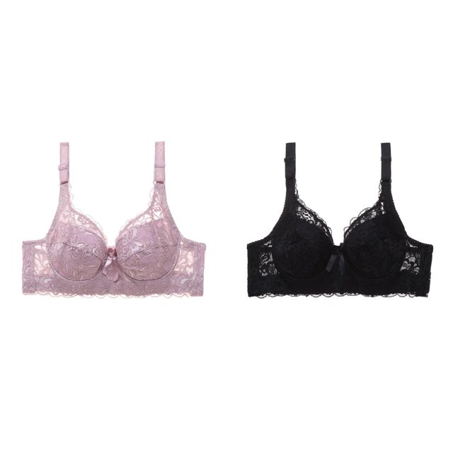 (2-Pack) Rinsvye Womens Lace Bra With Padded Cups Enhancement Push Up Bra For Natural Lift And Comfort Everyday Wear