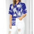 thumbnail image 6 of HAPPY BAY Button Down Shirt for Women Casual Summer Beach Party Blouses Shirt Collared Blouse Short Sleeve Vacation Button up Tee Hawaiian Shirts for Women XL Landscape, Royal Blue, 6 of 6