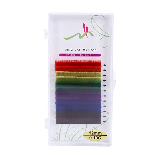 Extensiones de pestañas postizas naturales, 12 filas, 6 colores, gruesas y voluminosas, con herramientas de maquillaje cruzadas (12 mm de largo)