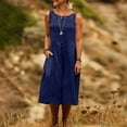thumbnail image 6 of IUYRTFE Women's Loose Fit Sleeveless Tank Dress with Pockets Cotton Linen Blend Casual Summer Midi Dress, 6 of 6