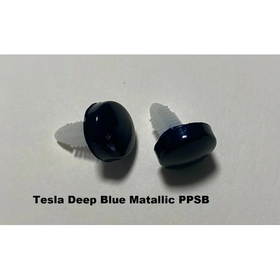 Tesla Model S, 3, X, Y Front Bumper Painted License Plate Hole Cover Plugs, Deep Blue Metallic PPSB
